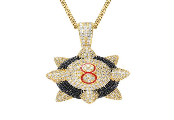 

personalized rapper iced out trippieredd inspired spike 8ball billiard pendant necklace hip hop jewelry mens gift6651528, Silver