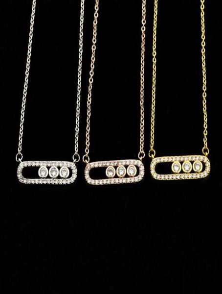 

crystal bead pendant necklace for women charm zircon wedding valentine039s day silver gold 3 dot on oval jewelry8938094