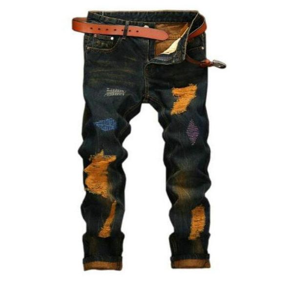 

denim designer hole jeans ripped for men size 2838 40 2021 autumn winter plus velvet hip hop punk streetwear6286940, Blue
