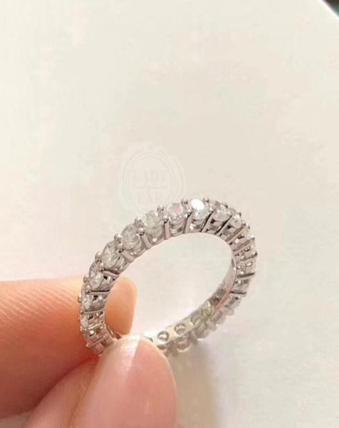 

cluster rings 2 colors band jewelry women finger ring 3mm cubic zirconia 925 silver party wedding men diamond for1180077, Golden;silver