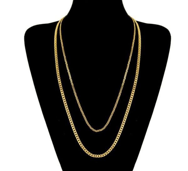 

fashion 3mm 5mm 60cm 70cm men stainless steel yellow goldwhite gold plated hiphop cuban link chain necklace for men women 5434983, Silver