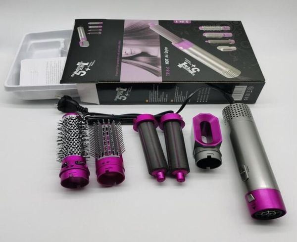 

5 heads multifunction hair curler dryer automatic curling irons with gift box for rough and normal eu us uk au plug9876380, Golden;silver