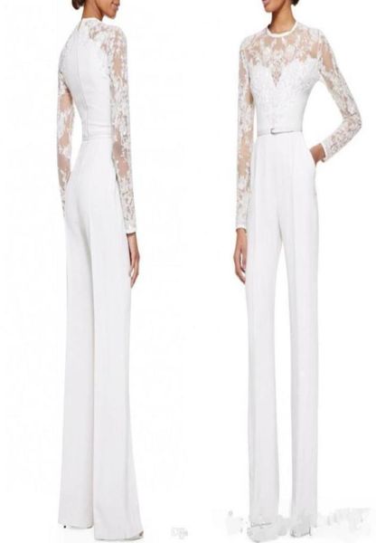 

2019 new white mother of the bride pant suits jumpsuit with long sleeves lace embellished women formal evening wear custom made 207089989, Black;red