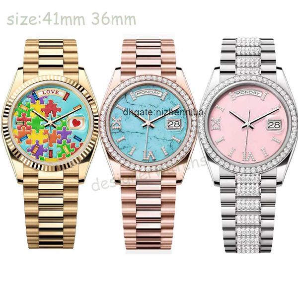 

watch new mens high womens end designer automatic movement diamond watch 41mm36mm size diamond chain waterproof sapphire glass luxury watch, Slivery;golden