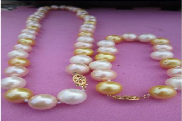 

new fine genuine pearls jewelry 1112 mm real natural south sea multicolor pearl necklace bracelet2468843, Silver