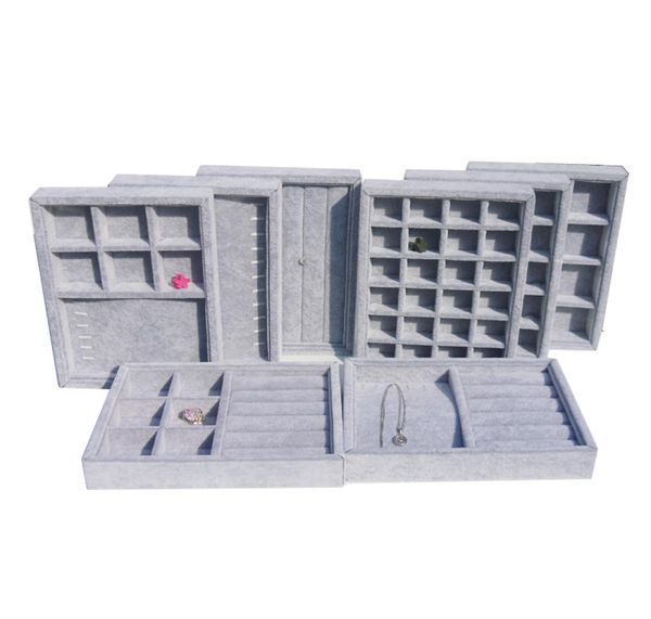 

new gray velvet jewelry display tray ring earring bracelet necklace pendants tray holder box jewelry storage tray orgaizer6956832, Black