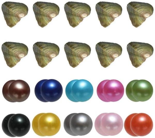 

25pcs natural oyster pearl freshwater twins pearls with mussel shell diy nolvelty funny toys for children xmas gift2454640, White