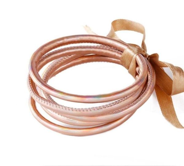 

charm bracelets 5pcs bohemia glitter jelly bangle bracelet set bowtie pu leather hoop 45bc39054861947638, Golden;silver