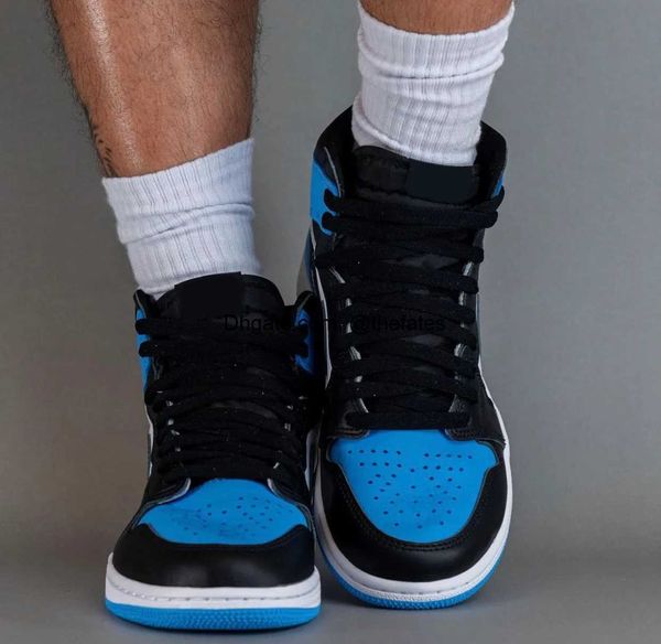 

release authentic 1 high 2023 og unc toe basketball shoes 1s blue black white men women sports sneakers with original box dz5485-400 new, White;red
