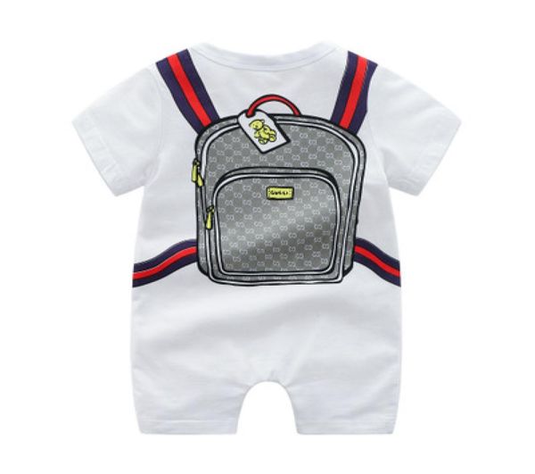 

baby romper new ins infant girl boy climbing 100 cotton short sleeve cartoon schoolbag print romper kids designer casual jumpsuit6055825, Blue