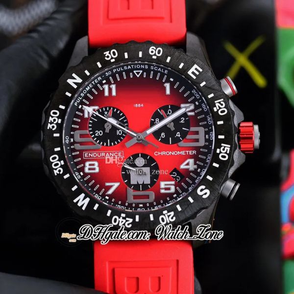 

new endurance pro 44 miyota quartz chronograph mens watch v2 x823109a1k1s1 pvd steel all black big number markers red rubber strap satch wat, Slivery;brown