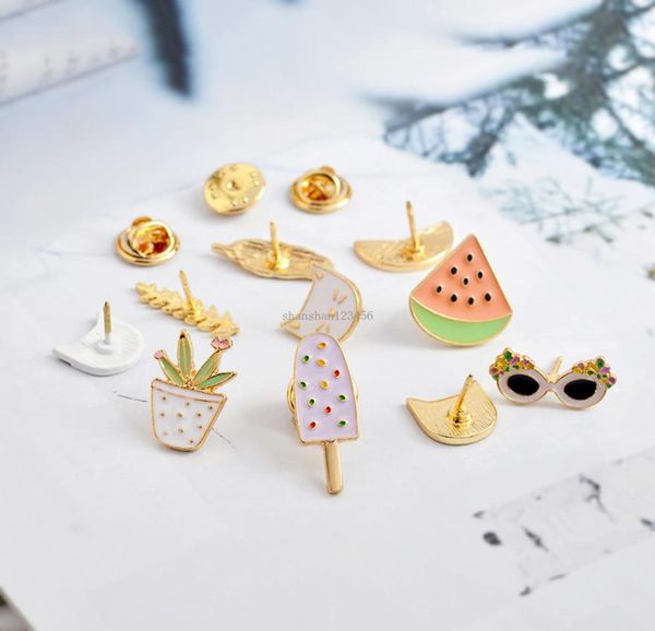 

sunglass feather ice cream pot lapel pin enamel brooches pins jeans bag badge for women men fashion jewelry9878754, Gray