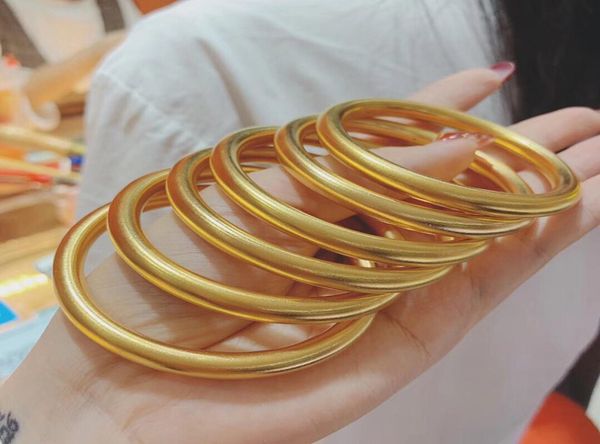 

vintage sand gold hard bangle frosted plain ring simple goldplated series craft jewelry5029260, Black