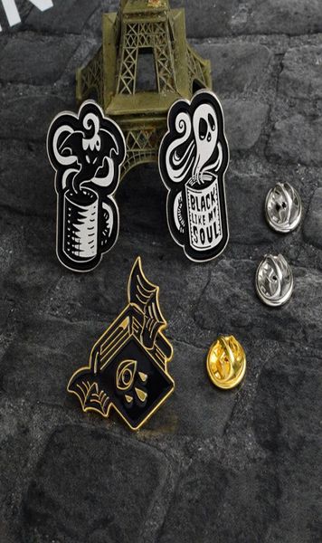 

european enamel ghost devil collar pins halloween gift cowboy clothes brooches alloy backpack skirt jewelry badge accessories whol2738747, Gray