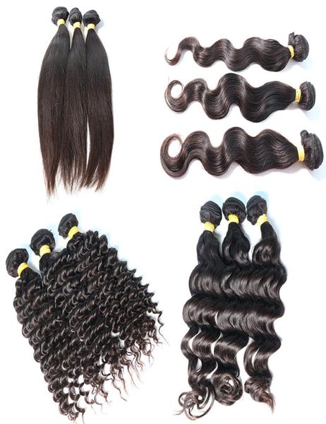 

whole 10a human hair bundles straight body deep deep wave natural wave brazilian virgin hair weave bundles weft5498857, Black;brown