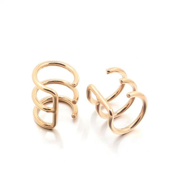 

threering ear clip stainless steel nonperforated earrings earrings cartilage ear clip men and women 6 different styles3805901, Silver