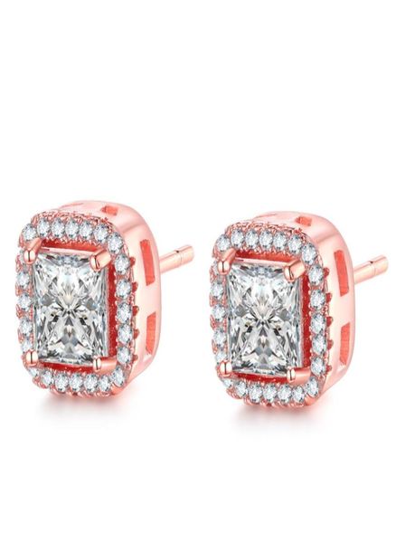 

victoria wieck sparkling classical four claw jewelry 925 silvergold fill princess white z cz diamond stud earring for women g9548097, Golden;silver