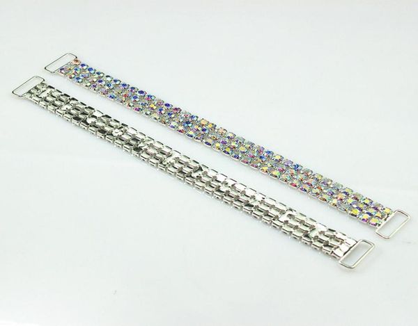 

cjsir 10pcs 3rows full crystal ab rhinestone bikini connectors buckle silver metal chain for swimming wear bikini decoration decor2739551, Black