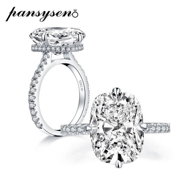 

solid 925 sterling silver 10x14mm oval cut simulated moissanite diamond rings for women wedding proposal ring whole cluster8885673, Golden;silver