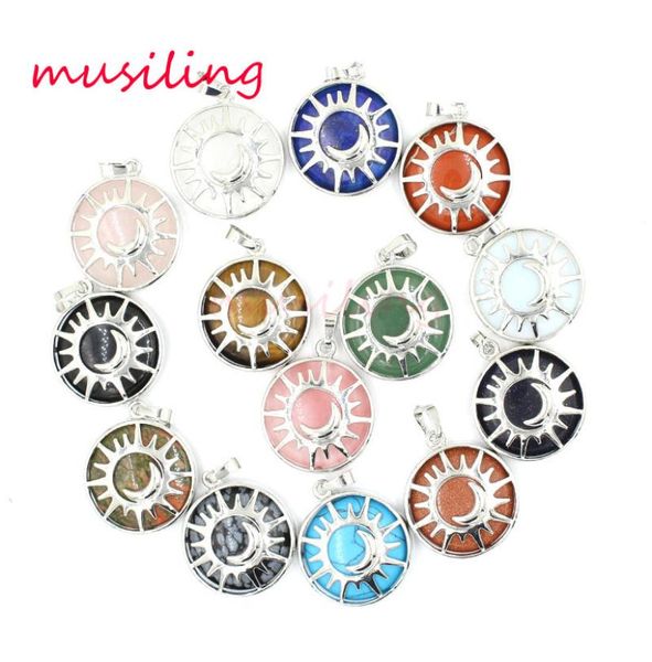

pendants pendulum moon and sun jewelry for women natural stone crystal charms european reiki healing amulet fashion mens jewelry9024638, Silver