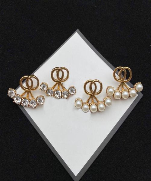 

fashion women charm earrings designer jewelry new scalloped pearl double letter sophisticated luxurious earring accessories 2233161801052, Golden