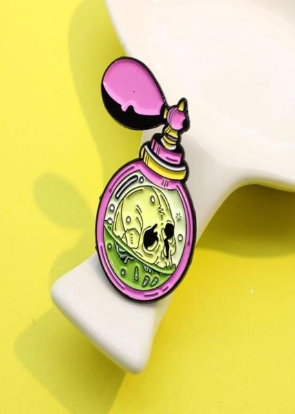 

fashion witch potion bottle enamel pins cartoon magic skeleton perfume brooches dark gothic jewelry mysterious gifts lapel backpac2089873, Gray