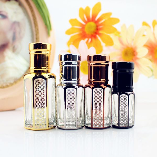 

perfume bottle 10 pieces/batch 3ml 6ml 12ml gold and silver roll glass bottle small cylinder perfume bottle essential oil container empty re