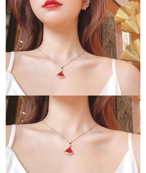 

heart gold love luxury necklace designer necklace jewelry for women charming fan shaped pendant titanium steel for womens party wedding, Silver