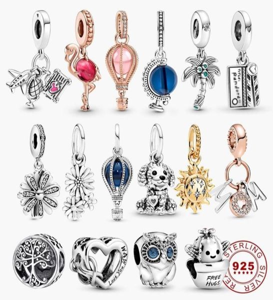 

925 sterling silver 2021 new flamingo castle starfish dangle charm fit bracelet diy jewelry7883175, Bronze;silver