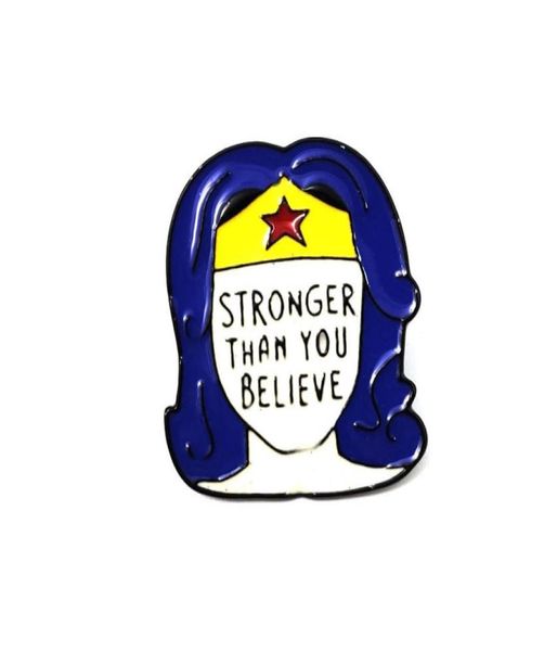 

wonder woman alloy brooches creative anime characters badge stronger than you believe letter pins7375208, Gray