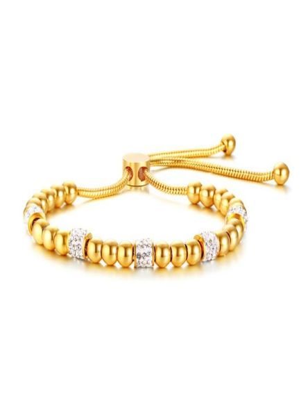 

handmade stainless steel gold bead rhinestones adjustable bracelets fashion women bracelet ladies jewelry accessories girl gift9861693, Golden;silver