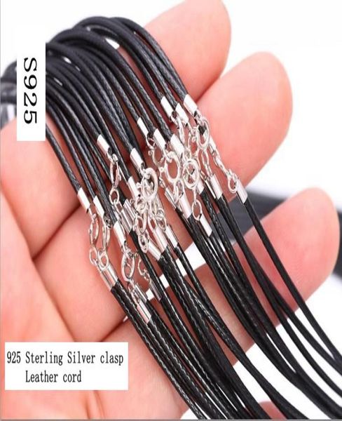 

sterling silver 925 clasp leather cord necklace chokers for pendant 1mm or 15mm width thin1589240, Golden;silver