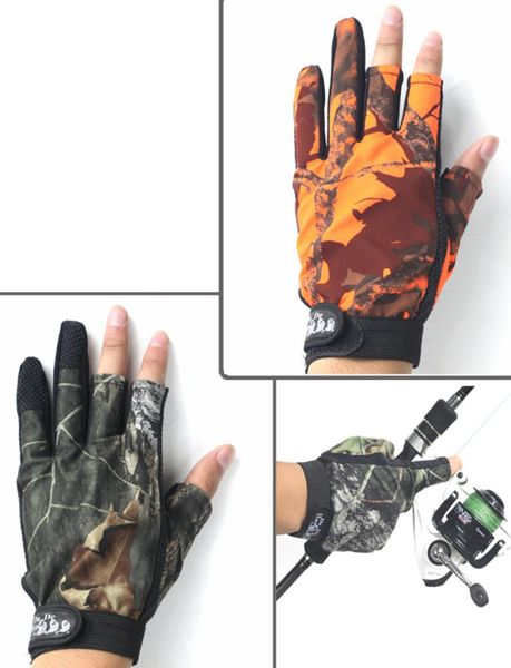 

3 cut finger fishing fish gloves camouflage antislip gloves hunting shooting 2 colors for choose new5592889, Black