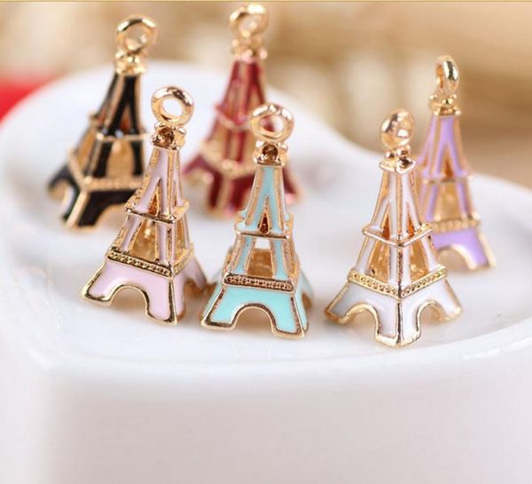 

20pcs small gold plated enamel pendant eiffel tower charms size 1024 mm for jewelry making3194192, Bronze;silver