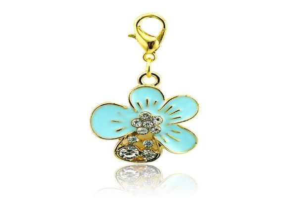 

brand new fashion floating charms alloy lobster clasp 4 color rhinestone petal charms diy accessories jewelry2070898, Bronze;silver