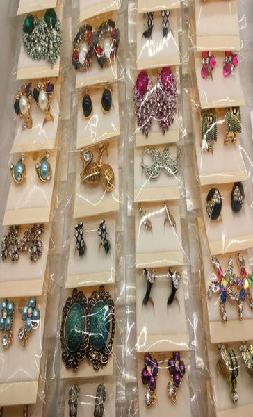 

fashion exquisite mix style crystal rhinestone jewelry ear stud earrings for women gift whole pairs5077020, Golden;silver