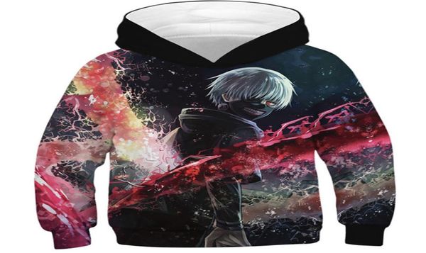 

2020 autumn winter kids tokyo ghoul 3d sweatshirts boys girls anime kaneki ken 3d print hoodies children pullover clothes y204798510, Blue