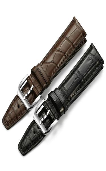 

watchband leather watch strap with silver pin buckle watch band for iw 20mm 21mm 22mm black brown2062810, Black;brown