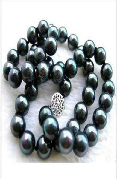 

new fine pearls jewelry whole 10mm black blue south sea pearl round beads necklace 18quot9552587