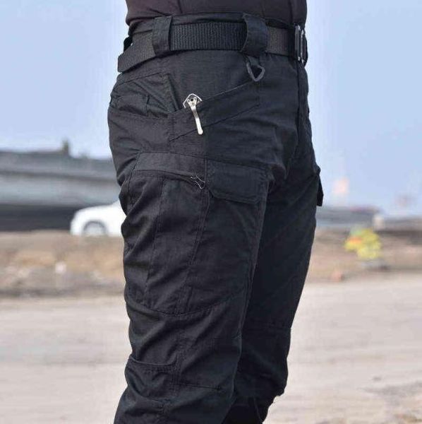 

mens camouflage cargo pants elastic multiple pocket military male trousers outdoor joggers pant plus size tactical pants men g22055599315, Black