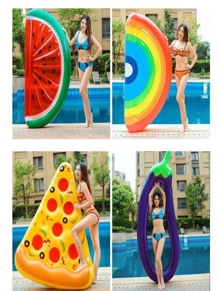 

inflatable swimming ring giant rainbow pizza banana pool lounge pool float mattres life buoy raft swimming water pool toys4030426