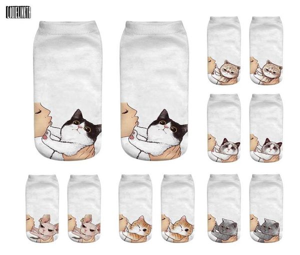 

socks hosiery style animal kitten women harajuku kawaii cat kiss short casual comfortable spring summer cotton low ankle socksso7251926, Black;white