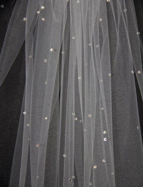 

new arrival elbow length white ivory wedding veil crystal bridal veils with comb one layer cut edge7693717, Black