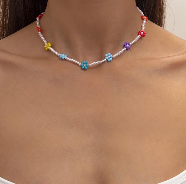 

2021 bohemia colorful rice beads strand necklaces for women teens girls chic clavicle choker necklace trendy beach jewelry6257689, Golden;silver