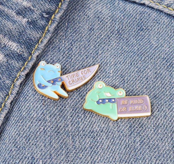 

frog time for enamel brooches pin for women fashion dress coat shirt demin metal funny brooch pins badges promotion gift4272619, Blue