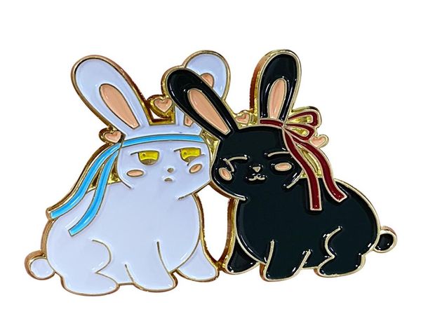 

cute bunnies enamel pin inspired by the untamed01234565215977, Gray