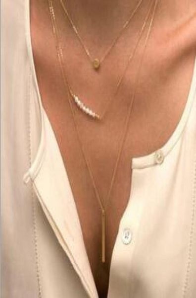 

dhl choker collar necklaces fashion style pearl pendant multi layer statement necklace gold chunky chain 4 women fashion jewelry8143127, Golden;silver