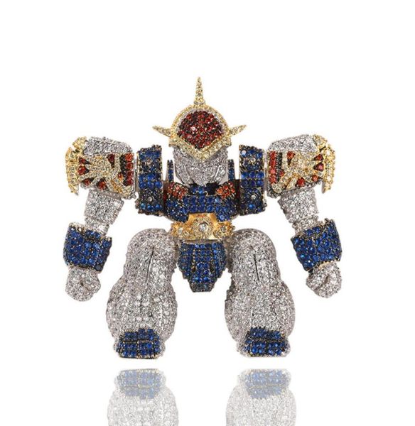 

cartoon character pendant copper micro paved zircon 3d robot pendant necklace for men women3713337, Silver