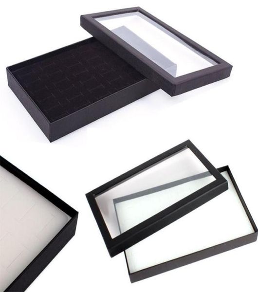 

ring boxtray display jewelry studs trays display holder jewelry showcase case jewelry 36pcs rings holder jd19810422, Black;white