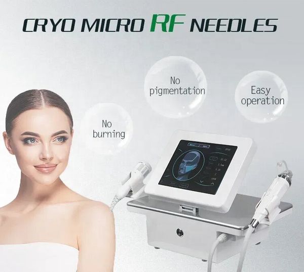 

2 handles radio frequency cold hammer skin tightening scarlet gold rf microneedle machine needle with cold hammer